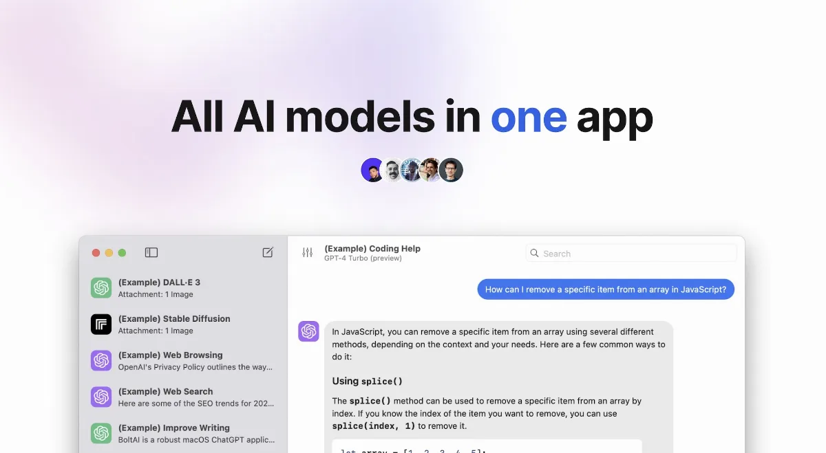 Preview of BoltAI (Bolt AI): AI App for Mac