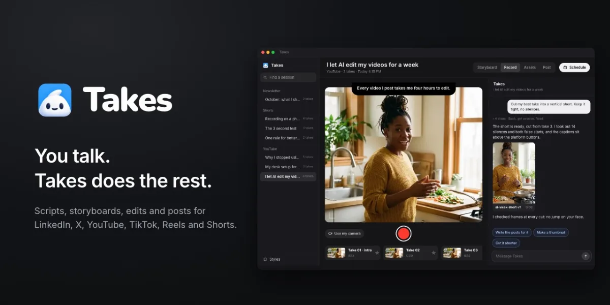 Preview of Takes for Mac