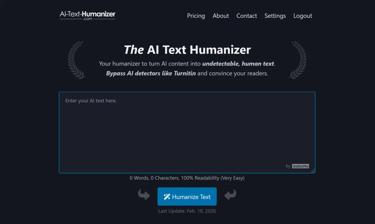 Preview of AI-Text-Humanizer.com