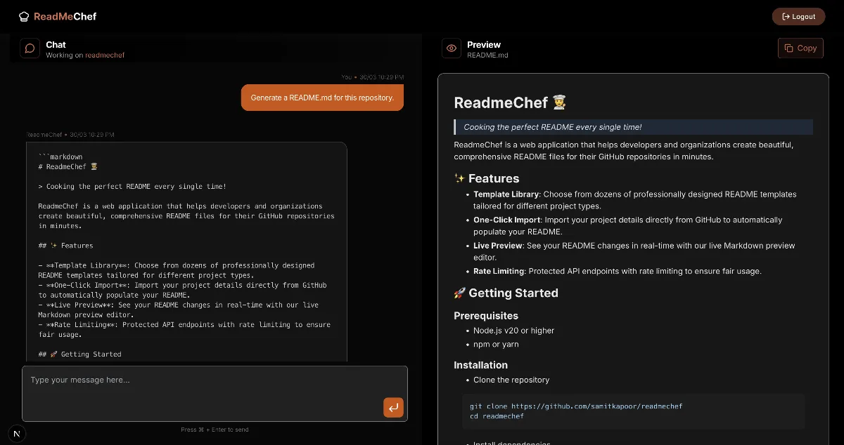 Preview of ReadmeChef