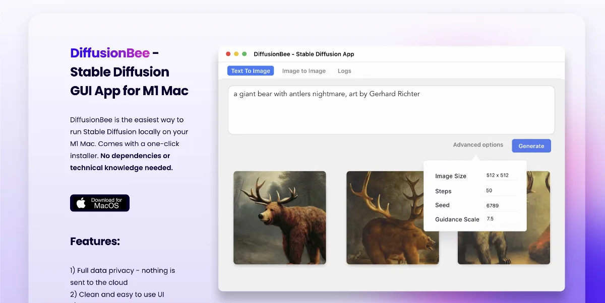 Preview of DiffusionBee