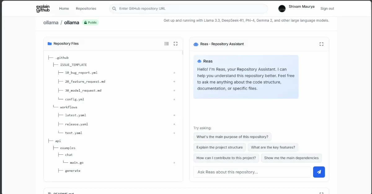 Preview of ExplainGitHub