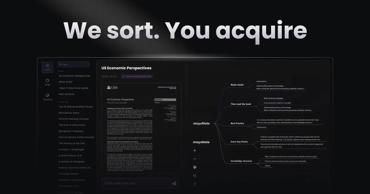 Preview of moyoNote: We sort. You acquire.