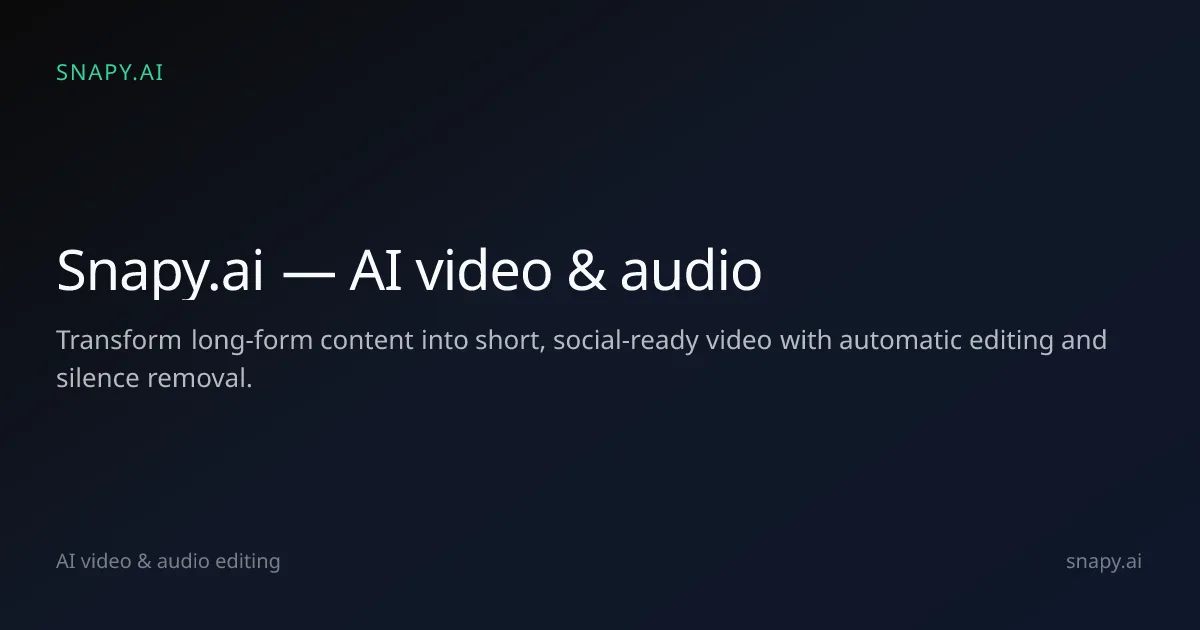 Preview of Snapy.ai - AI Video Creation Platform
