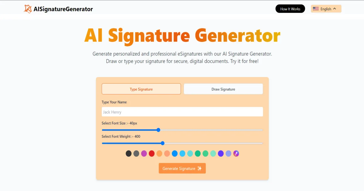 Preview of AI Signature Generator