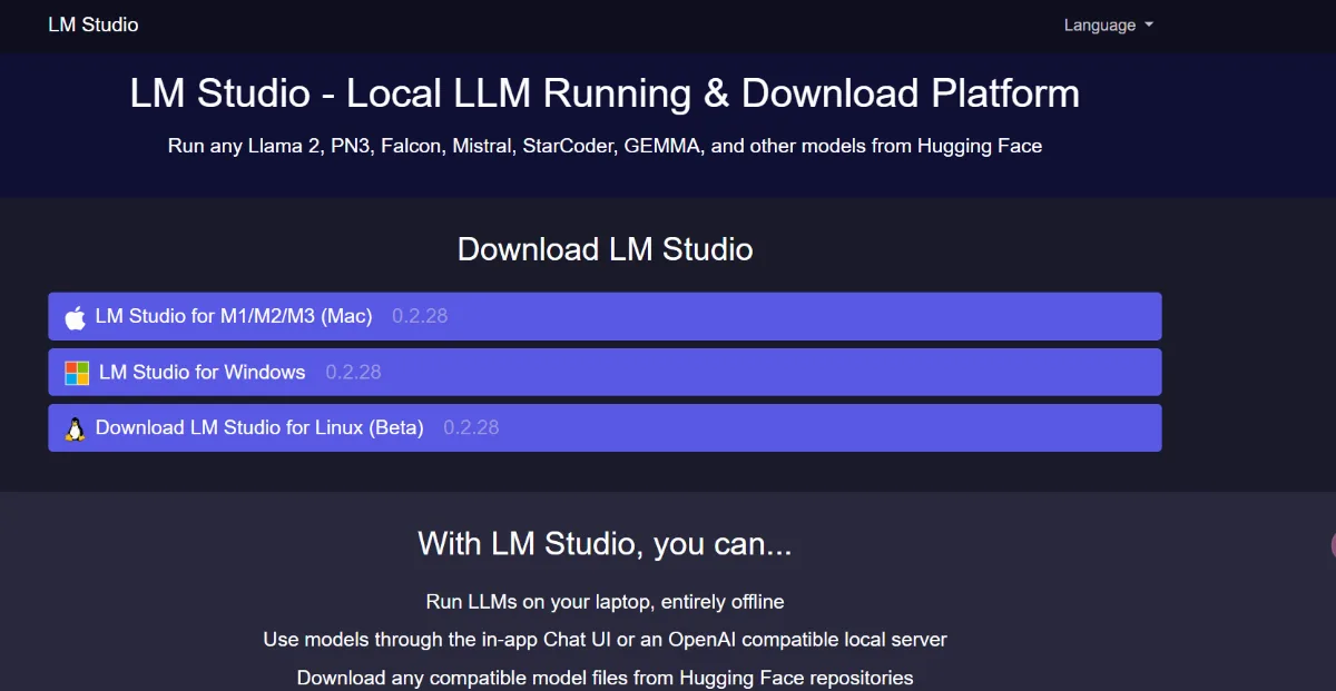 Preview of LM Studio