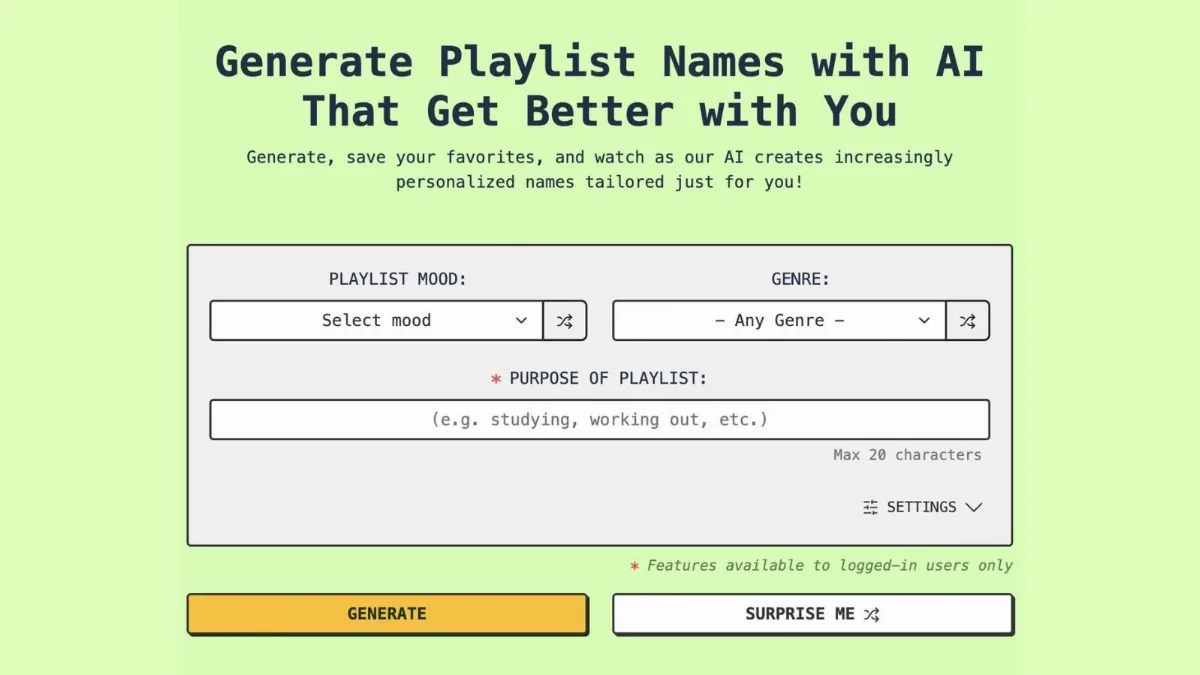 Preview of PlaylistNameAI