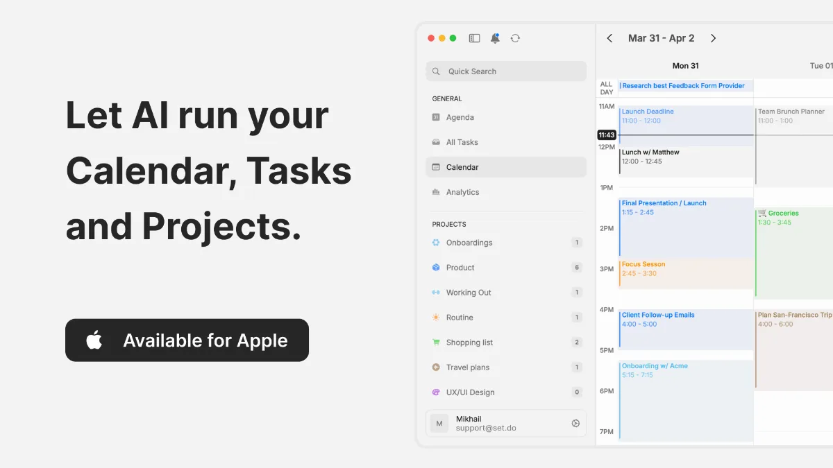 Preview of AI Calendar & Tasks | SET.DO