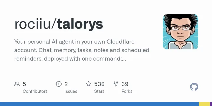 Image for: Talorys – A self-hosted personal AI agent on Cloudflare's free tier
