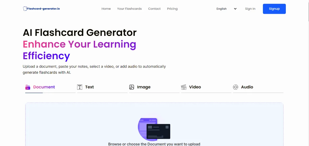 Preview of Free AI Flashcard Generator
