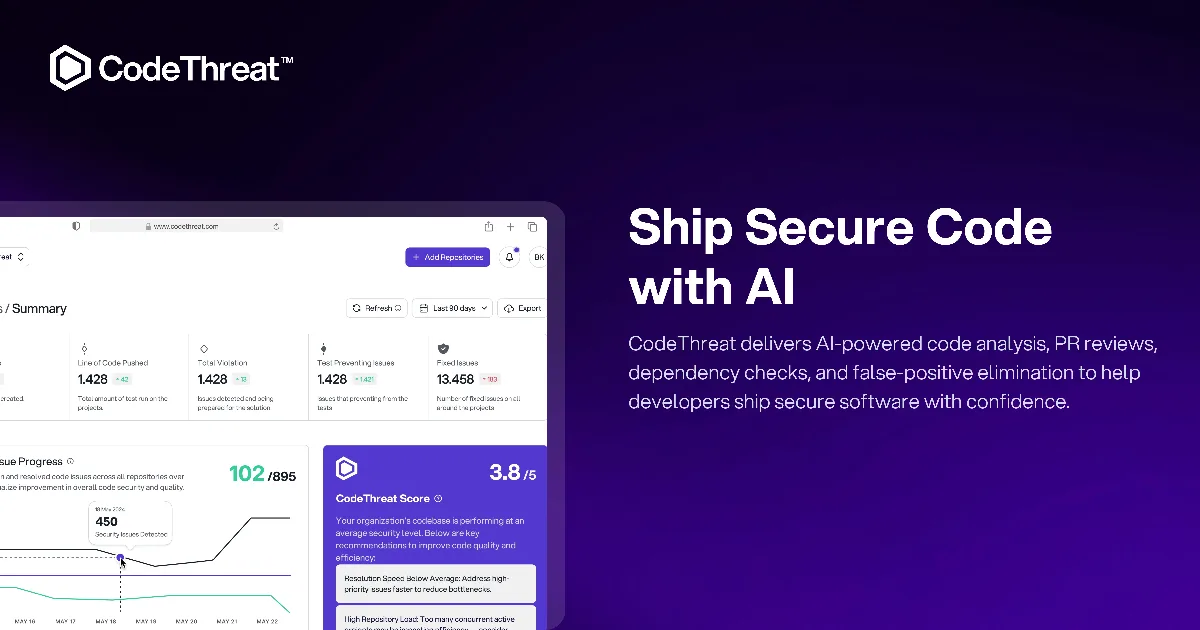 Preview of CodeThreat â Ship Secure Code with AI