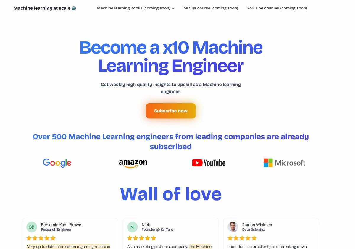 Preview of Machine Learning at Scale