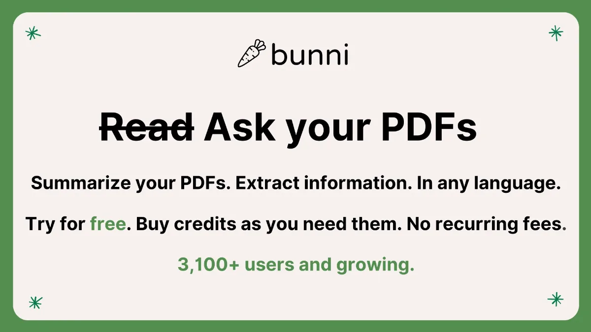 Preview of Bunni.AI: Chat to your PDF documents
