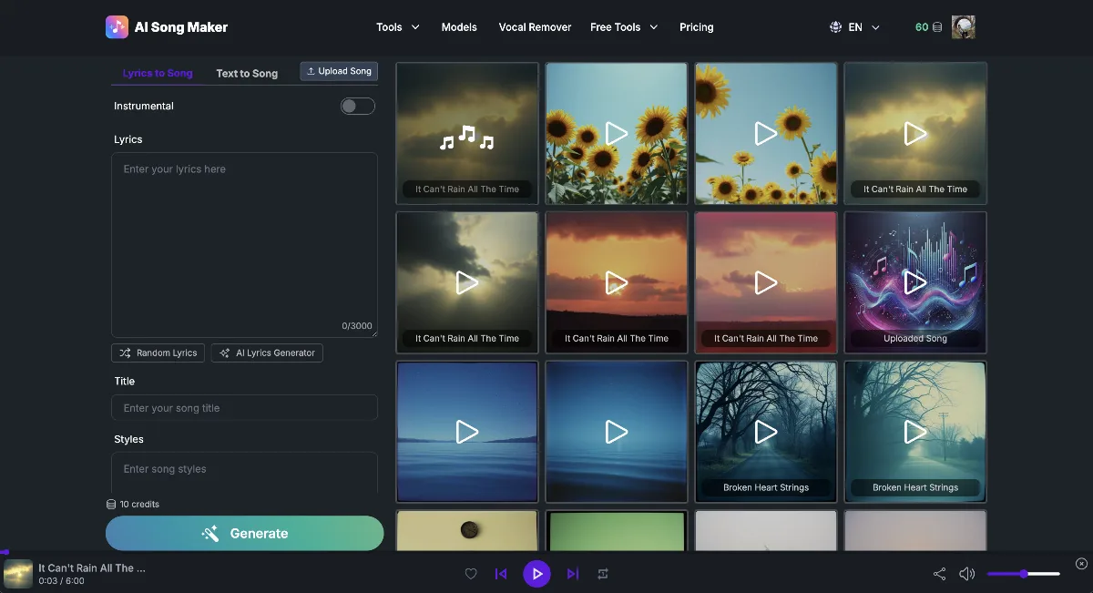Preview of AI Song Maker