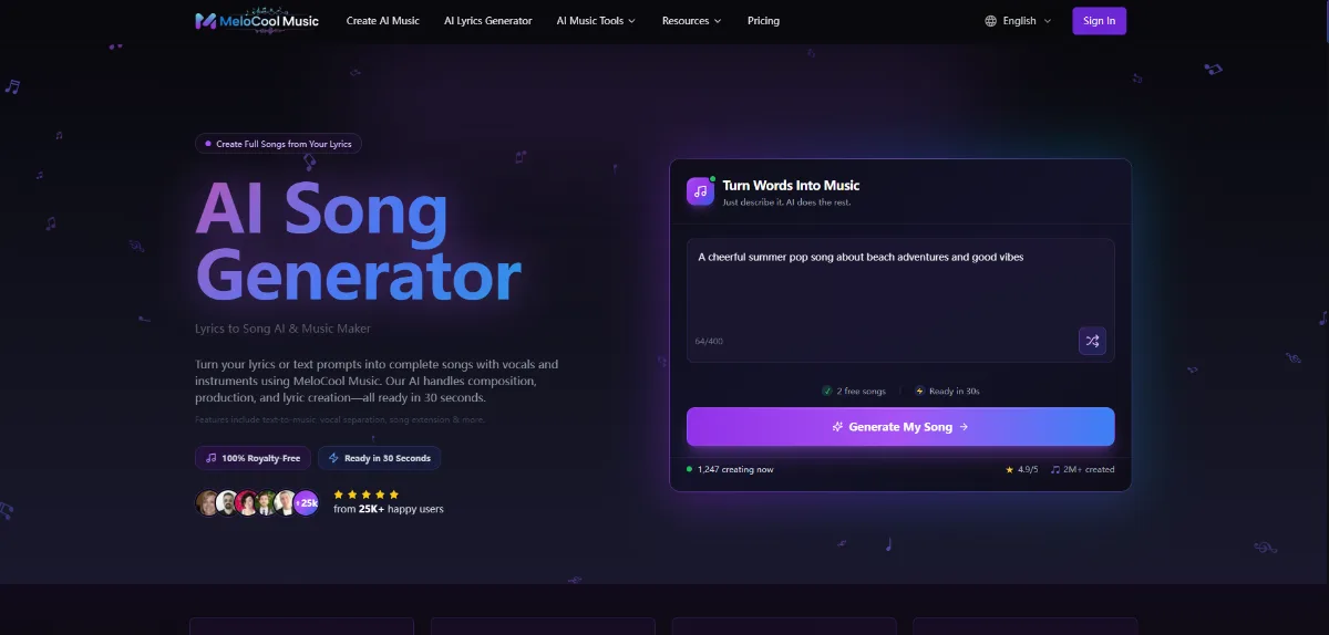 Preview of Lyrics To Song AI