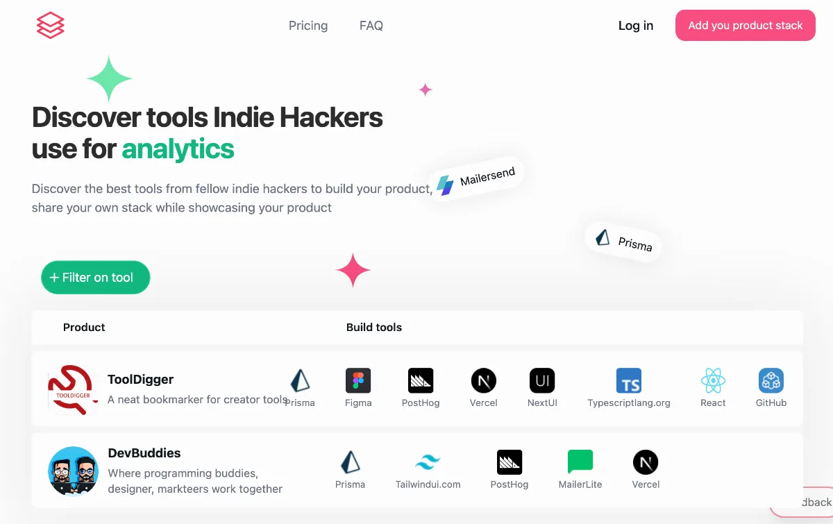 Preview of Indiehackerstacks