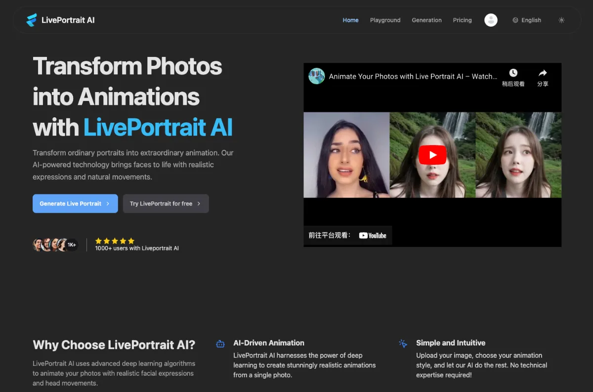 Preview of liveportraitai.com
